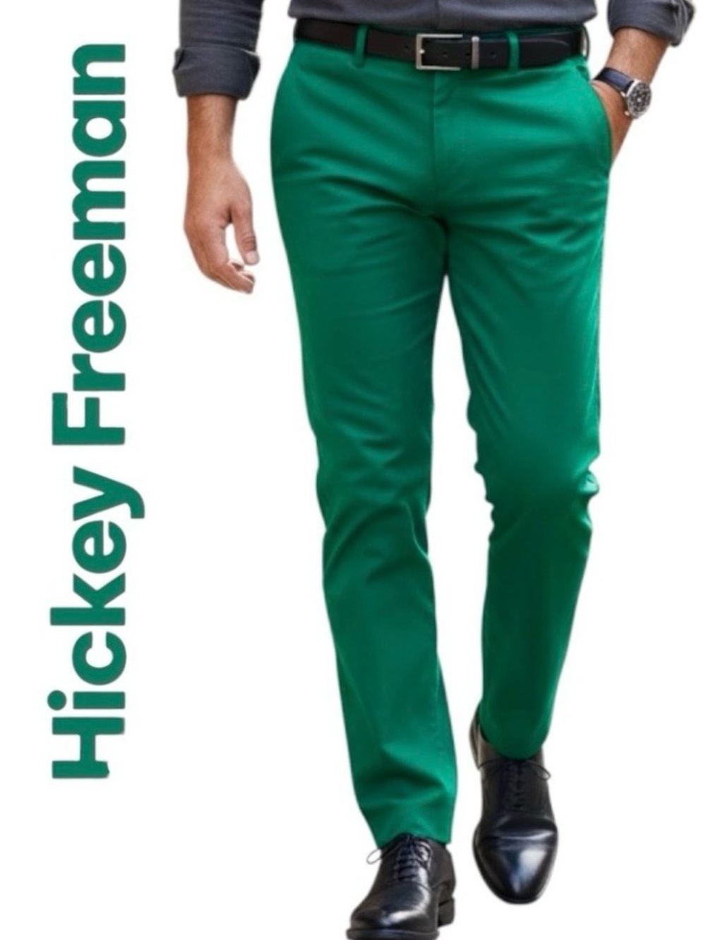 Vtg Hickey Freeman By Maus & Hoffman Dress Pants Green Flat Front Sz 35x29